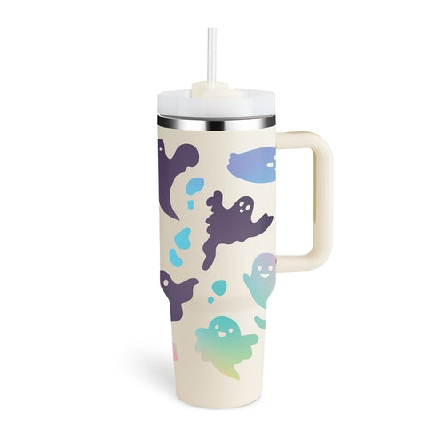 40 Oz Tumbler With Handle Straw Insulated, Stainless Steel Spill Proof