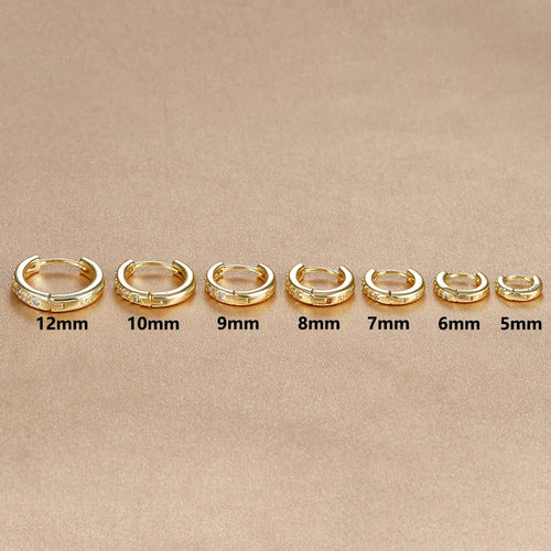 1Pair Stainless Steel Huggie Minimal Hoop Earrings Little Crystal