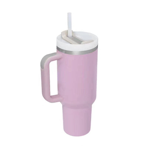 40 Oz Tumbler With Handle Straw Insulated, Stainless Steel Spill Proof
